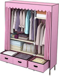 Garment Rack Heavy Duty Clothes Rack with Cover Freestanding Metal Clothing Rack Portable Closet Wardrobe with 2 Hanging