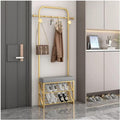 Freestanding Garment Rack with 8 Hooks Coat Rack with Shoe Shelf and Bench Hall Tree Hat Handbag Hanger for Narrow Hallway and Bedroom/Goldc/60 * 20 * 178Cm
