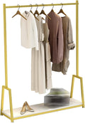 Heavy Duty Garment Rack Retail Display Clothing Rack Heavy Duty Metal Garment Rack with Wooden Shelves Freestanding Coat Rack Large Capacity Closet Organization (150x40x150CM)