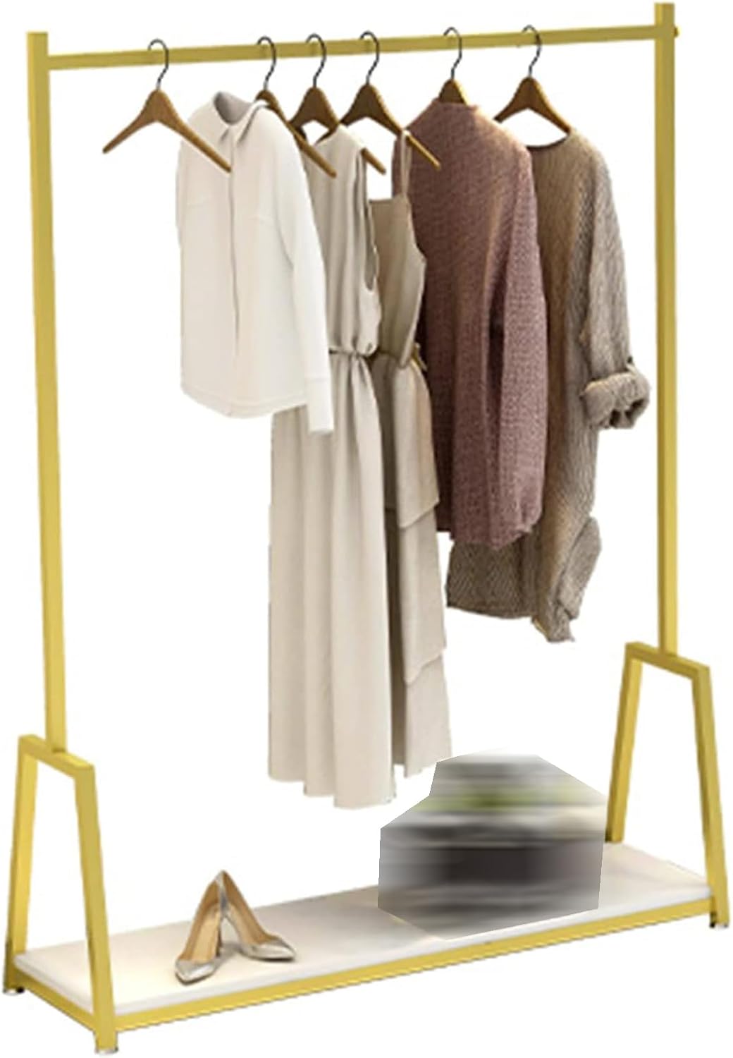 Heavy Duty Garment Rack Retail Display Clothing Rack Heavy Duty Metal Garment Rack with Wooden Shelves Freestanding Coat Rack Large Capacity Closet Organization (120x40x150CM)