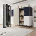 Portable Wardrobe Closet, Heavy Duty Clothing Rack for Hanging Clothes, Metal Clothes Rack with Cover and Hanging Rods, Freestanding Wardrobe Armoire Load 1000 LBS (Blue 70 in)