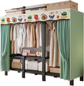 Portable Closets,Heavy Duty Portable Closet With Cover,Freestanding Clothing Rack, For Hanging Armoire Wardrobe Closet System Freestanding Coat Storage Garment Racks(113X48X170CM)