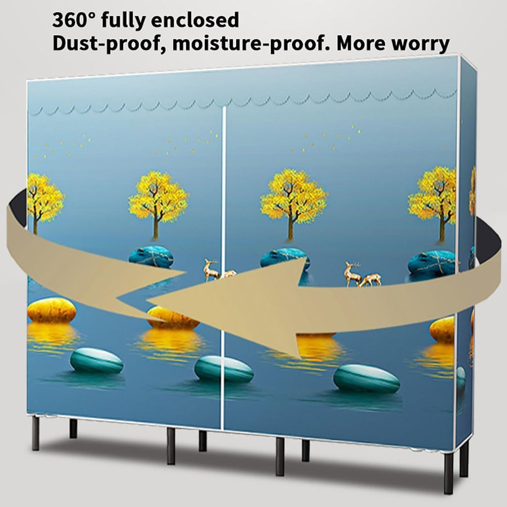 Wardrobe Closet Heavy Duty Garment Rack Portable Closet with Cover Clothing Rack Metal Wardrobe Closet Closet Storage Portable(85 * 45 * 175cm)