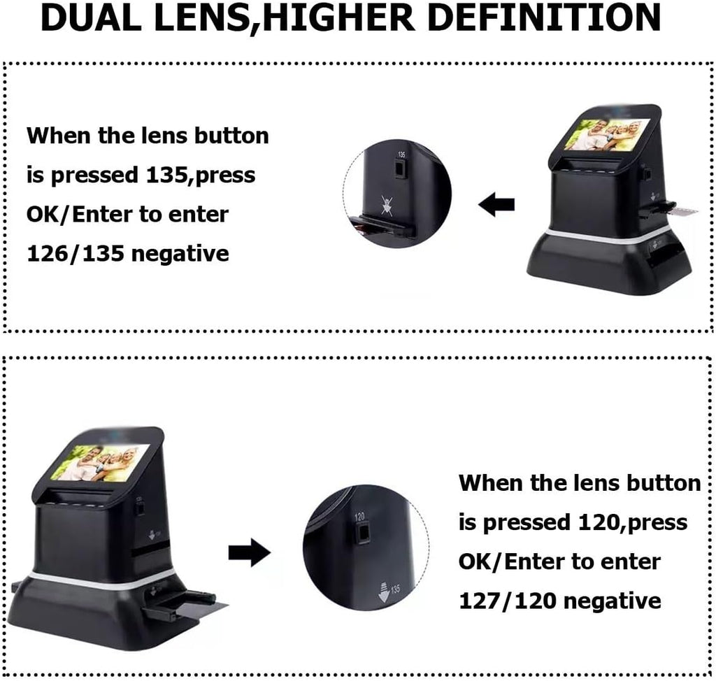Professional 22MP 35mm & 120 Medium Format Film Scanner with 4.3' LCD High-Resolution Slide & Negative Digitizer No Computer Required