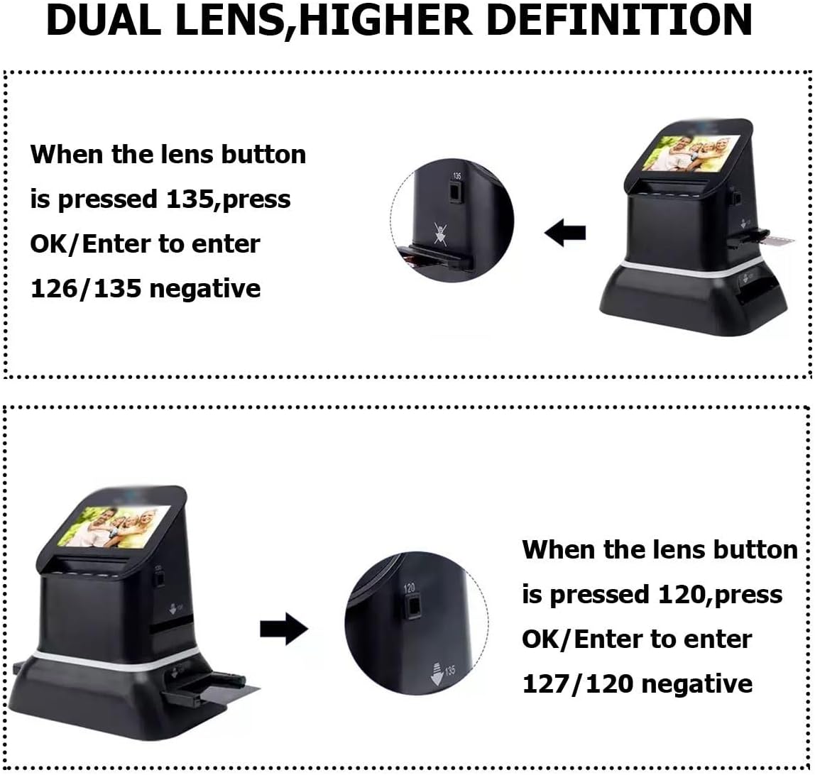 Professional 22MP 35mm & 120 Medium Format Film Scanner with 4.3' LCD High-Resolution Slide & Negative Digitizer No Computer Required
