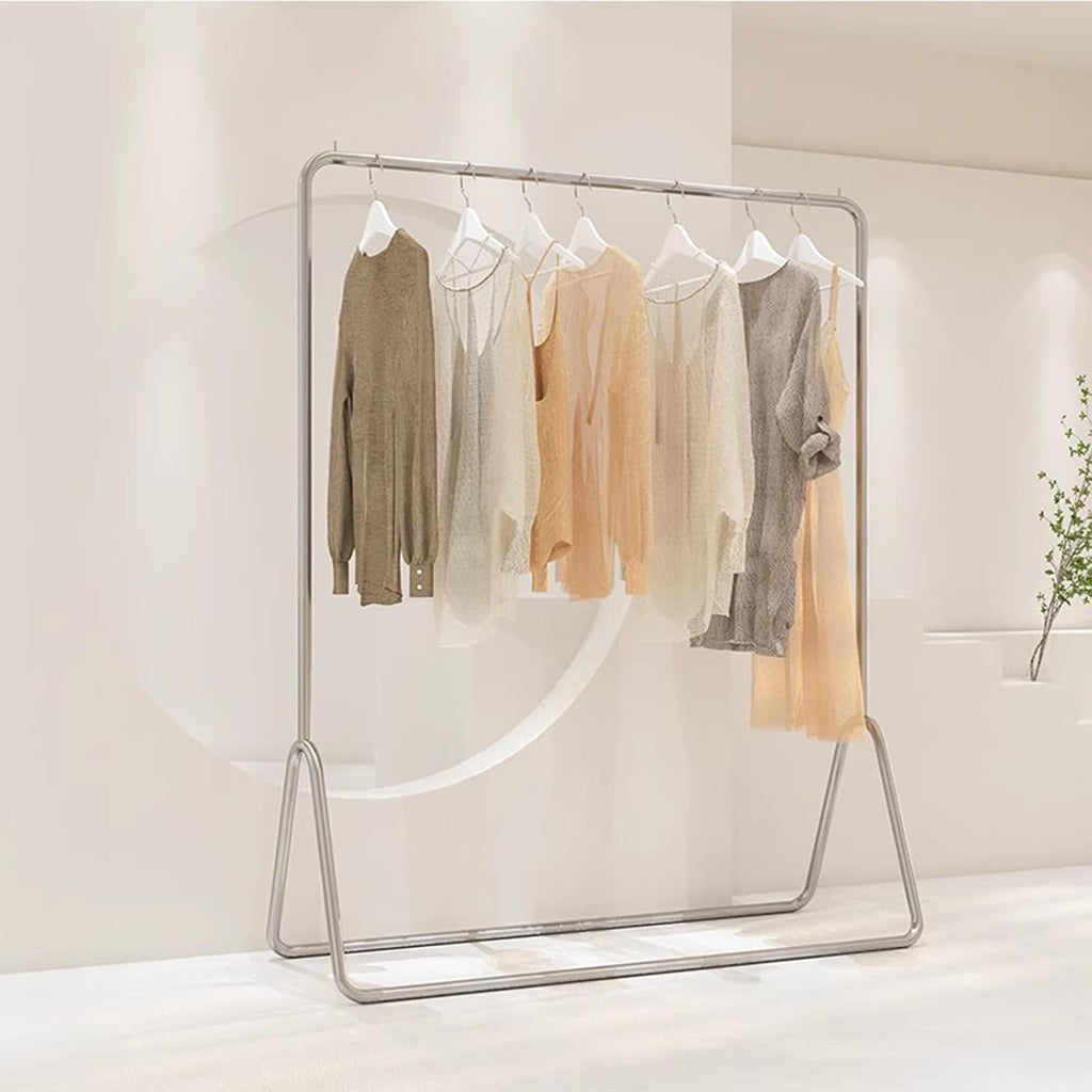 Heavy Duty Coat Rack, Garment rack Heavy Duty Clothes Rail For Hanging Clothes, Silver Stainless Steel Clothing Rack For Bedroom And Boutiques, Freestanding Clothes Organizer Rack ( 120X40X160CM)