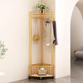 Standing Clothe Rack Corner Clothing Rack Free Standing Garment Hanging Rails Coat Rack Stand with Storage Basket/Wheel Portable Clothes Rack, for Dresses, Coats, Shirts (Color : Gold)