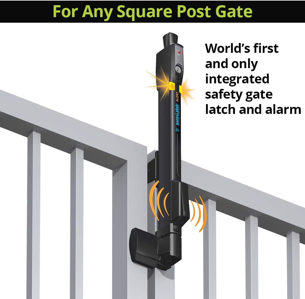 D&D Technologies ML3ATPKAG2 MagnaLatch Alert Top Pull Pool & Child Safety Magnetic Gate Latch and Lock, Audible & Visual Alarm, for Any Square Gate