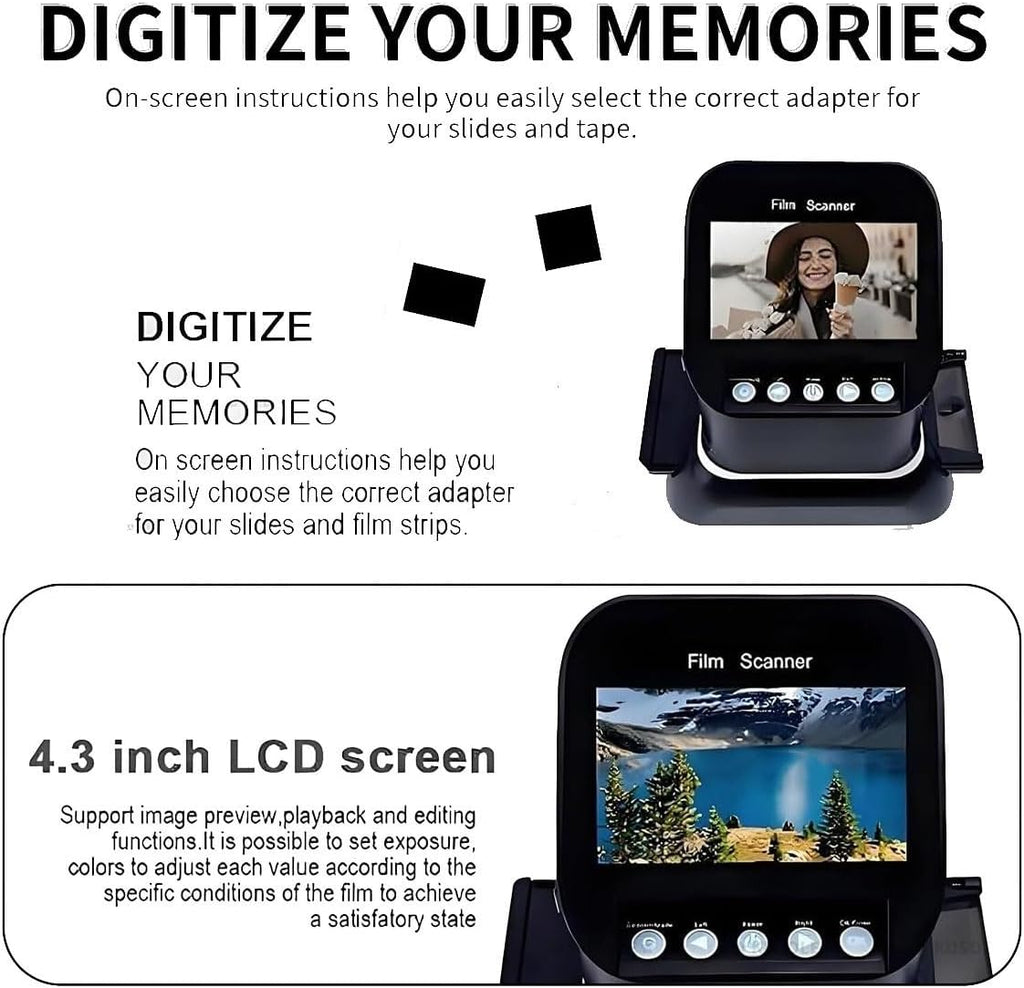 Professional 22MP 35mm & 120 Medium Format Film Scanner with 4.3' LCD High-Resolution Slide & Negative Digitizer No Computer Required
