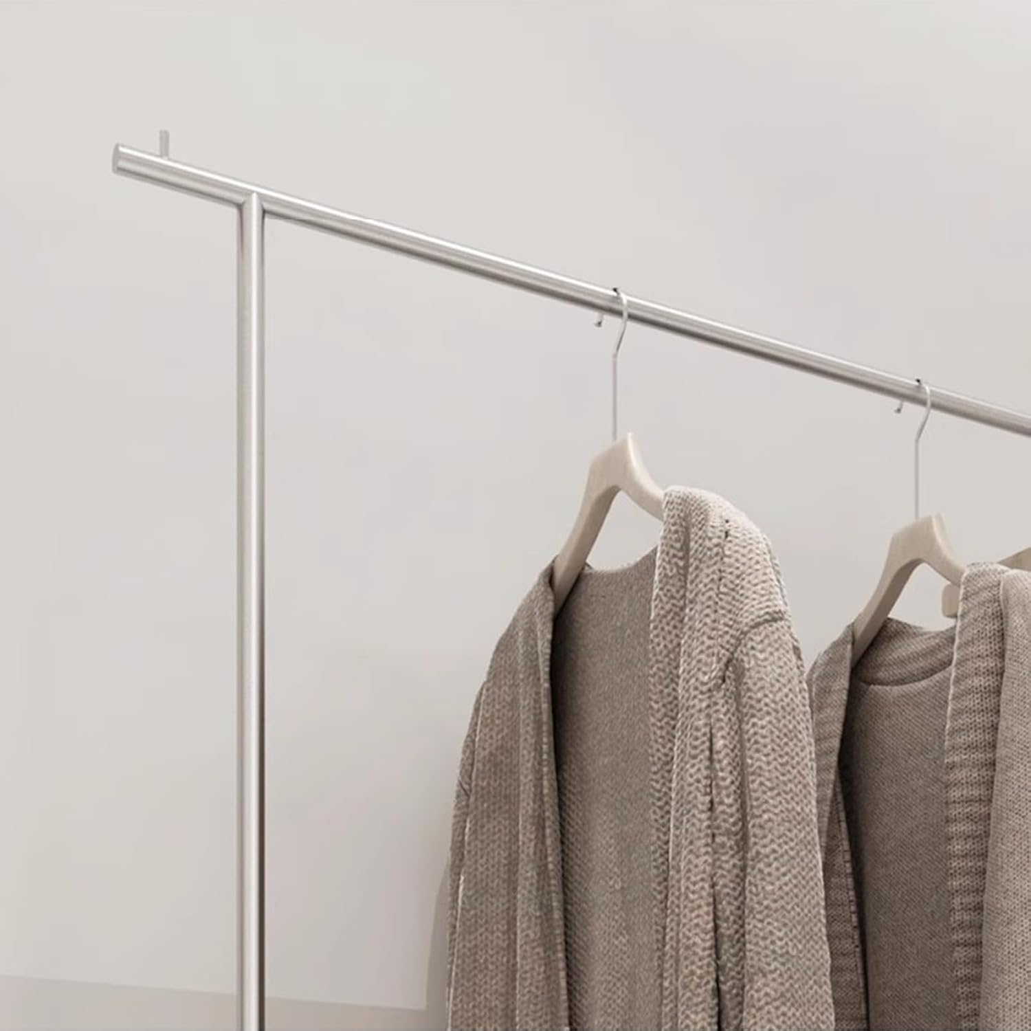 Heavy duty Garment rack Nordic Modern Clothing Rack For Hanging And Display, Commercial Grade Heavy Duty Clothes Rail, Silver Stainless Steel, Freestanding Coat Rack For Bedrooms And Boutiques ( 100X