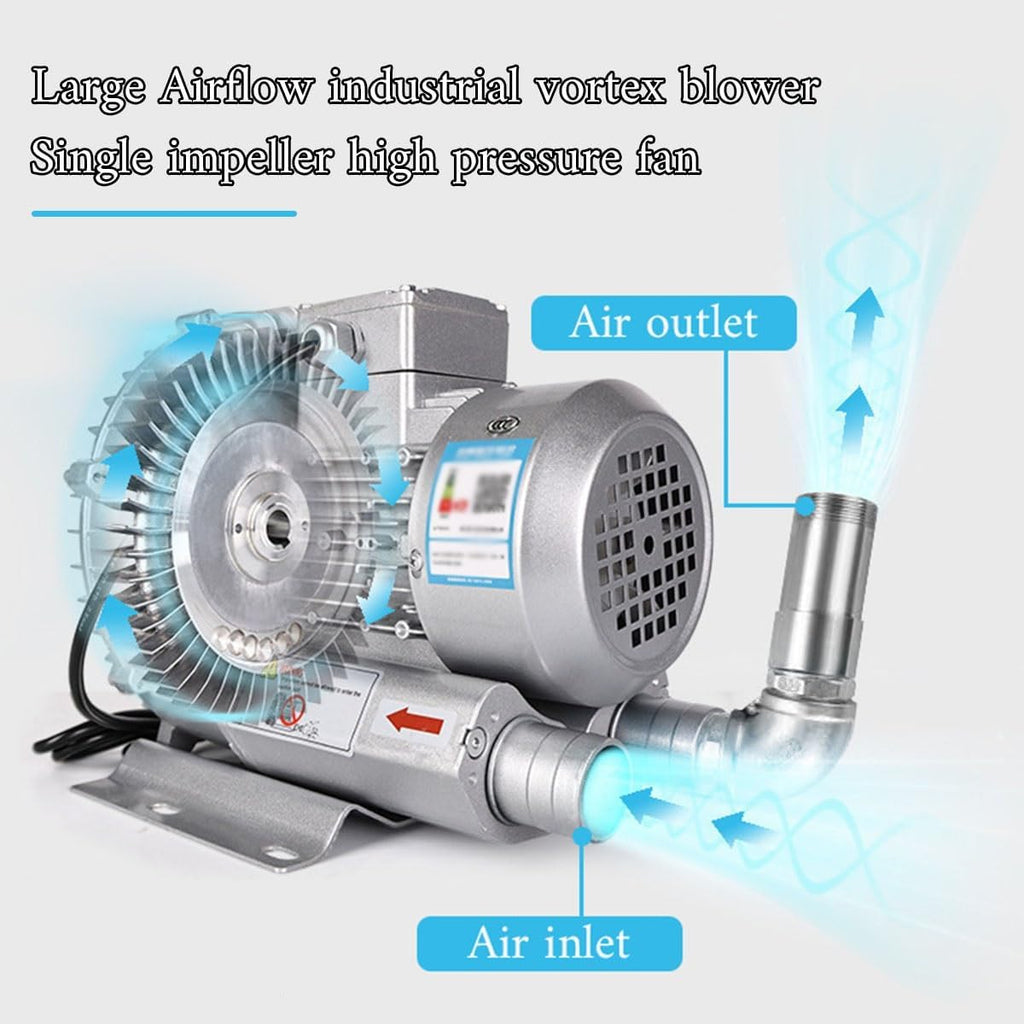 Regenerative Blower High Pressure Vortex Ring Blower 110V 180W 350W 550W 750W Fish Ponds Aeration Oxygenation Machine Industrial Vacuum Pump for Air Blowing Or Suction(350W)