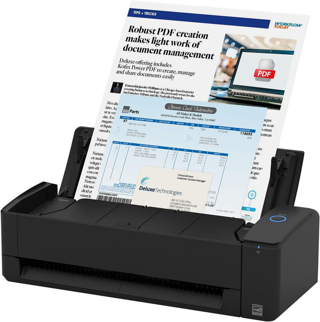 ScanSnap iX1300 Deluxe Compact Wireless or USB Double-Sided Color Document, Photo & Receipt Scanner with Auto Document Feeder and Manual Feeder for Mac or PC