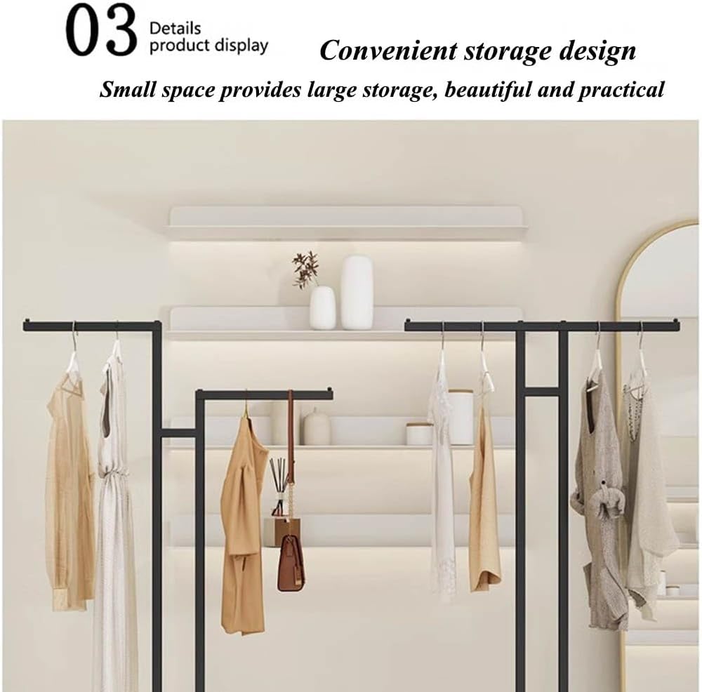 Garment Rack T-Shaped Hanging Rod Set of 2, Clothing Retail Store Display Stands Freestanding Metal Garment Racks 2-Way Suit Shirt Clothing Rack for Boutique/Laundry,