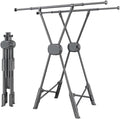 Outdoor Clothes Drying Rack - Adjustable & Foldable Metal Garment Rack for Hanging Clothes, Coats, Skirts, Shirts, Sweaters - Versatile Bedroom & Closet Storage (Black)