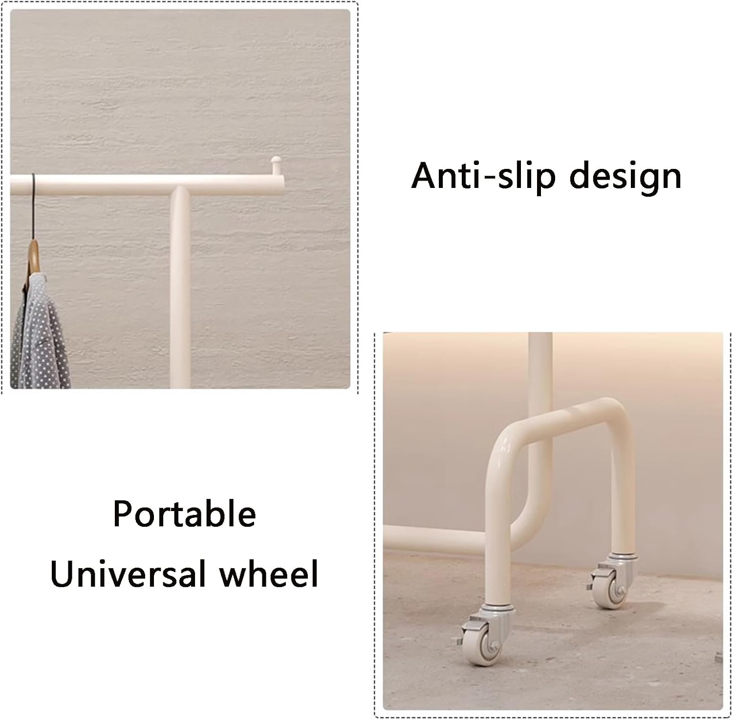 Heavy duty Garment rack White Metal Clothing Rack With Wheels, Commercial Heavy Duty Clothes Rail For Hanging Clothes, Freestanding Clothes Display Rack, Single Rod Coat Rack For Bedrooms ( 80X40X160