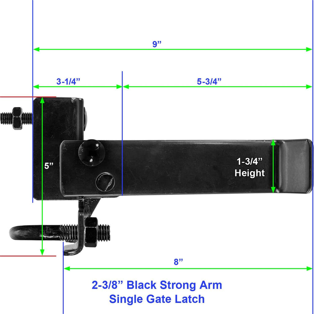 Black 1-3/8' x 2-3/8' Heavy Duty Fork Latch- Pressed Steel - Powder Coated - CASE Qty 10