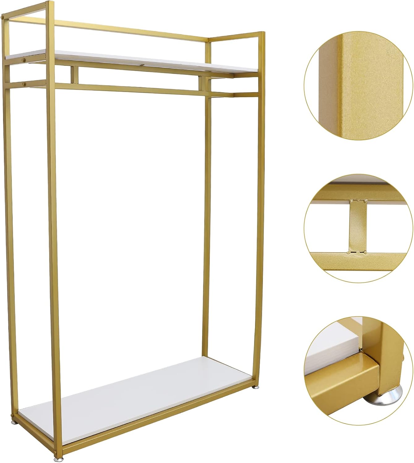 71' Clothes Display Stand,Load 66.14LBS Gold Clothes Display Stand, Freestanding Garment Rack w/4 Foot Pads,Iron Storage Clothes Rack for Home, Commercial,Boutiques Use