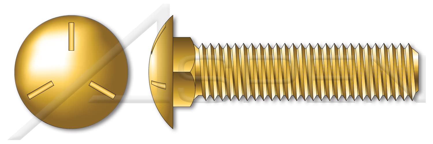 (80 pcs) 1/2'-13 X 2-1/4', Carriage Bolts, Round Head, Square Neck, Full Thread, Grade 5 Steel, Yellow Zinc