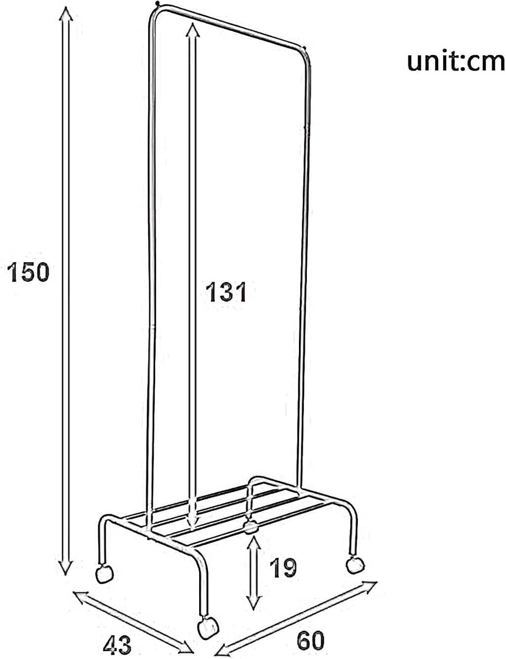 Heavy Duty Coat Rack, Garment Rack Portable Clothing Rack with Locking Wheels, Metal Clothes Rail, Freestanding Coat Rack with Shelves, Space Saving Clothes Organizer for Living Room (White)