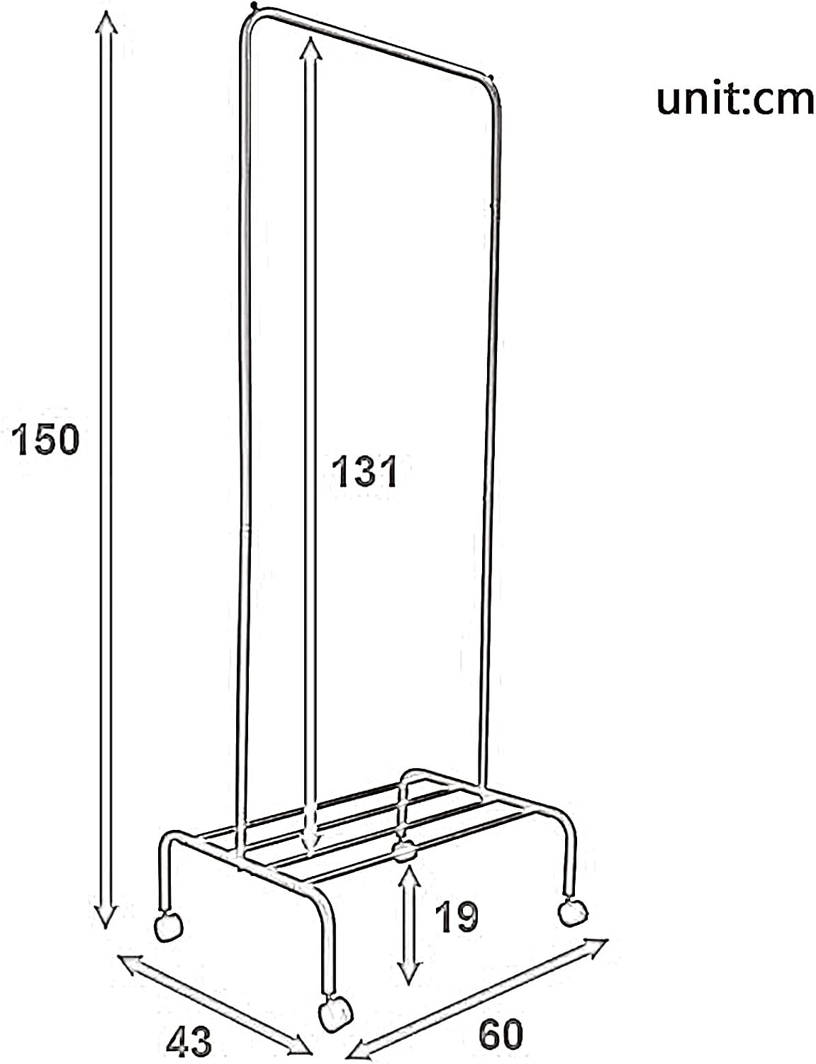 Heavy Duty Coat Rack, Garment Rack Portable Clothing Rack with Locking Wheels, Metal Clothes Rail, Freestanding Coat Rack with Shelves, Space Saving Clothes Organizer for Living Room (White)