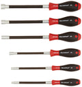 Wiha 37290 Long Flexible Shaft Nut Driver Set with SoftFinish Handles, Inch, 6 Piece