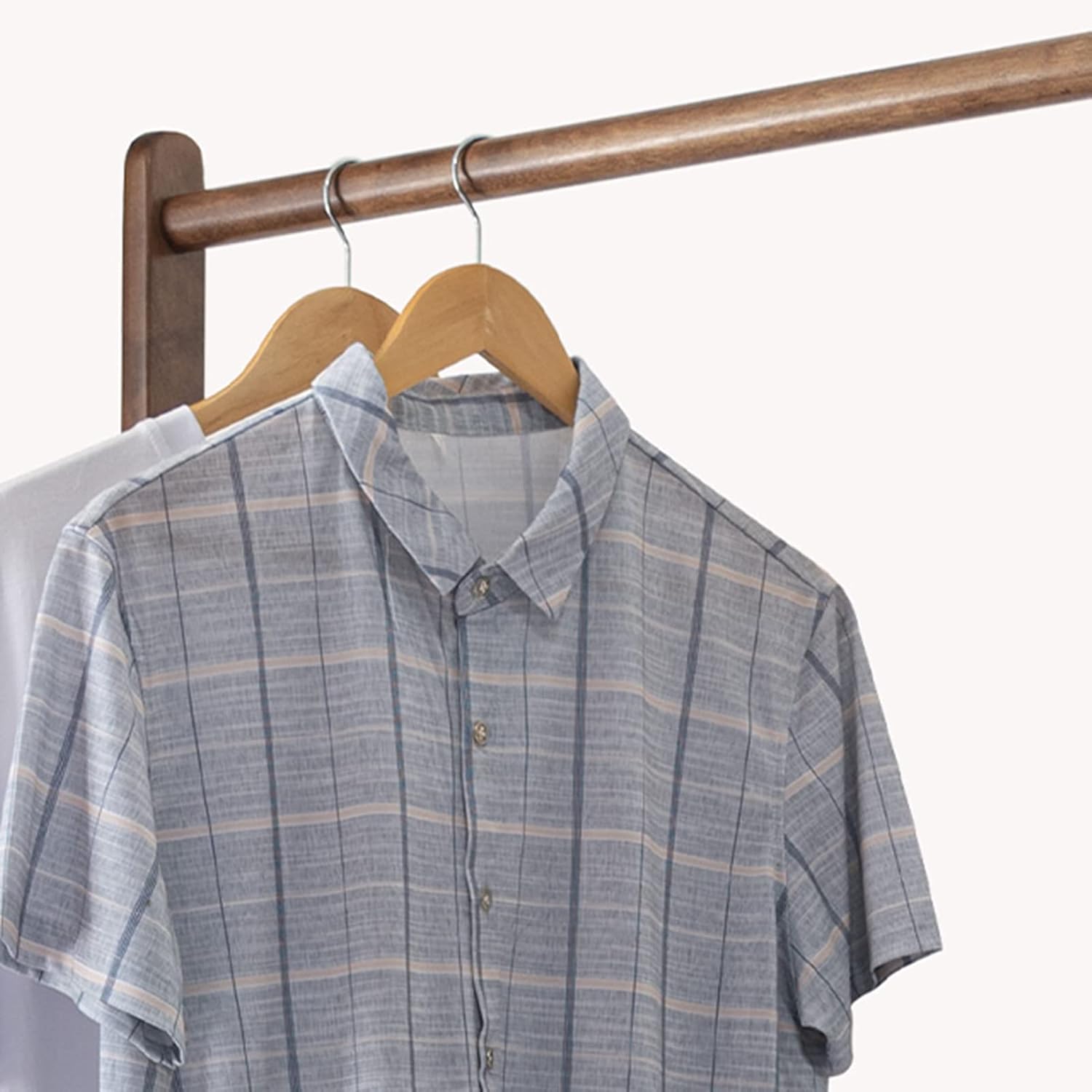Heavy Duty Garment Rack Solid Wood Clothing Rack for Hanging Clothes Large Capacity Clothes Rail for Bedrooms and Entryway Freestanding Coat Rack, Easy to Assemble (Walnut Color 85X38X150CM)
