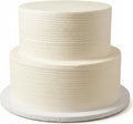 FromJennWithLove 2 Tier Fake Wedding Cake, Brushed Texture Finish, 8' Tall Handcrafted Ivory Display Cake – 4-Day Artisan Process, Made in USA – Reusable for Weddings