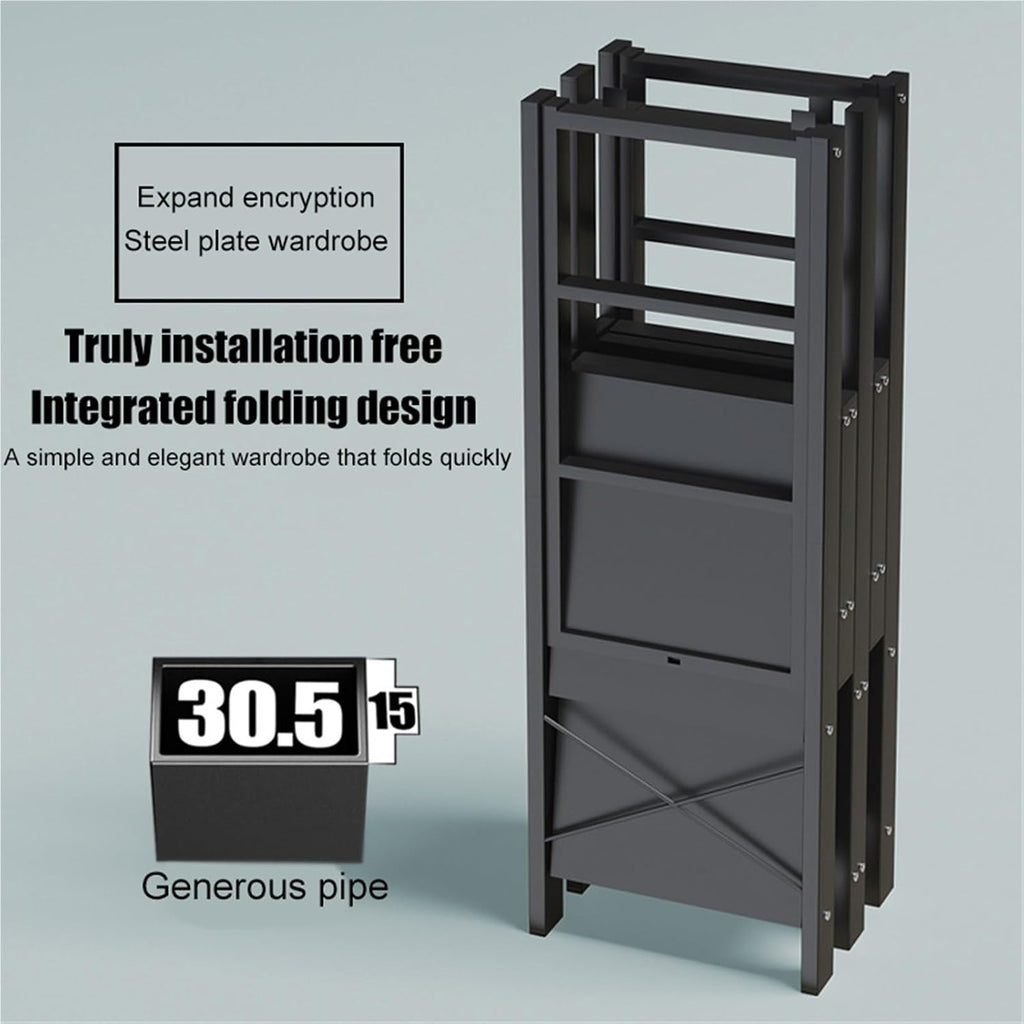 Portable Closets,Heavy Duty Portable Closet With Cover,Freestanding Clothing Rack, For Hanging Armoire Wardrobe Closet System Freestanding Coat Storage Garment Racks(113X48X170CM)