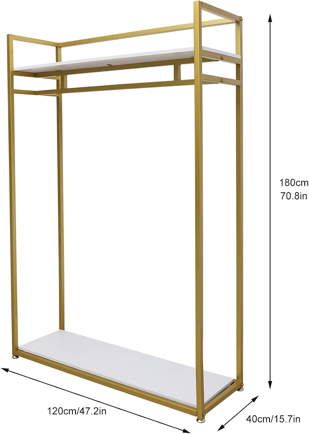 Clothes Display Stand, 66.14 Lbs Capacity Metal Freestanding Garment Rack, Clothing Shirt Display Stand with Adjustable Foot Pads & Open Frame for Laundry Rooms Bedrooms Living Rooms