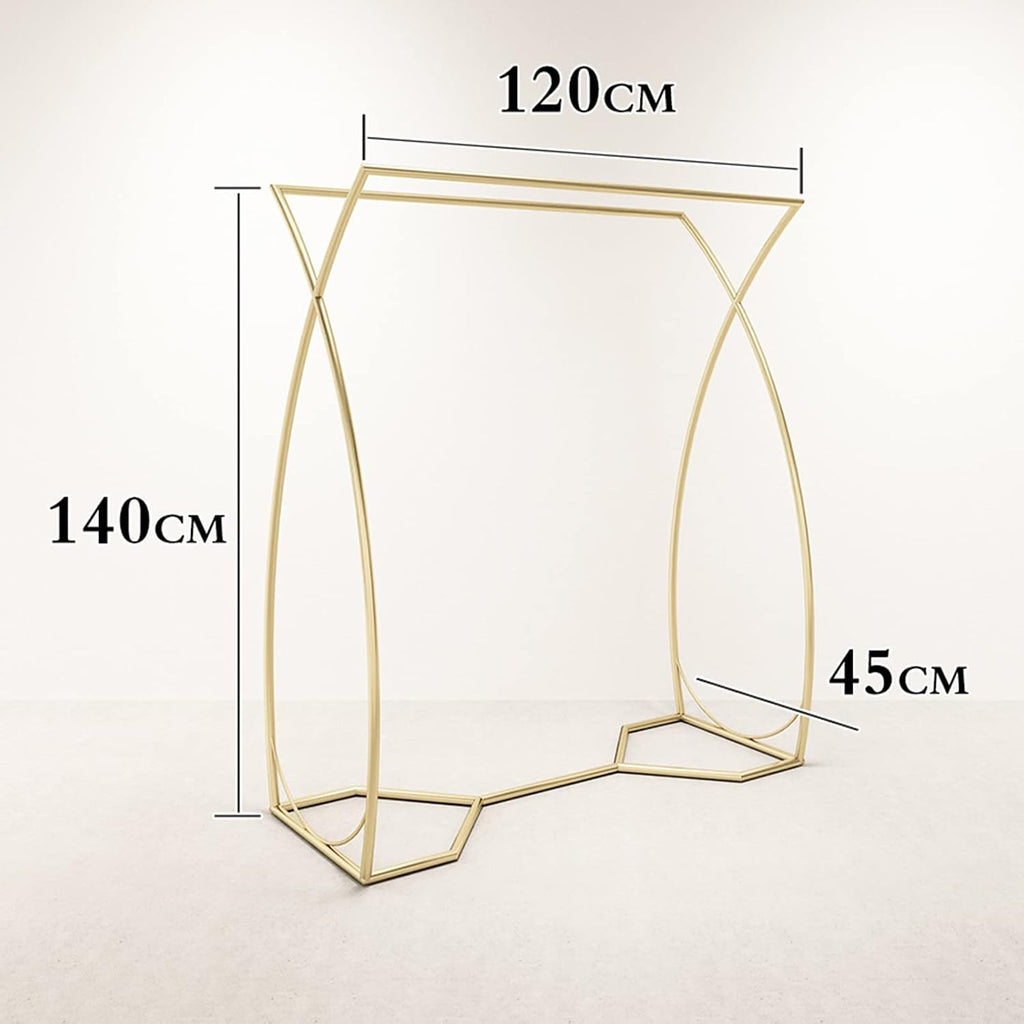 Metal Garment Rack, Freestanding Metal Clothes Rail, Double-Pole Bedroom Clothing Rack for Coats, Sweaters, Shirts, Gold, 120 * 45 * 140CM(Size:120 * 45 * 140CM,Color:Gold)