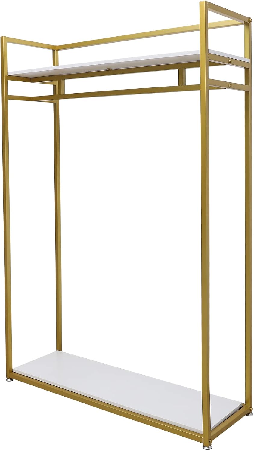 Clothes Display Stand, 66.14 Lbs Capacity Metal Freestanding Garment Rack, Clothing Shirt Display Stand with Adjustable Foot Pads & Open Frame for Laundry Rooms Bedrooms Living Rooms