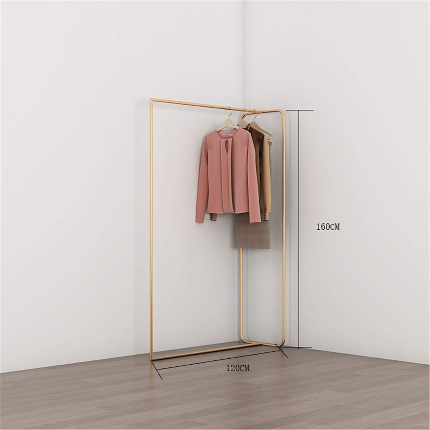 Iron Frame Garment Rack, Heavy Duty Drying Rack with 1 Hanging Rail, High Gloss Clothing Hanging Rod for Shirts, Dresses, for Sitting Room, Balcony, Laundry, 160cm(Size:160 * 120CM