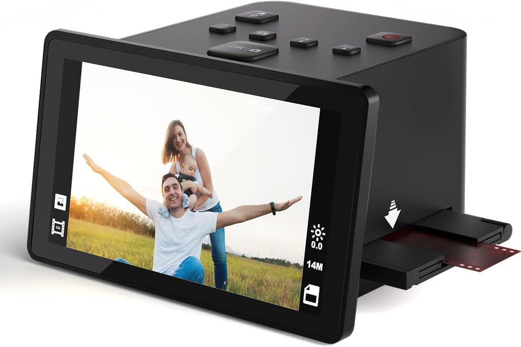 Digital Film Scanner, Slide & Negative Scanner with 5'' LCD Screen, Converts Color & B&W Negatives & Slides 35mm, 135/110 Films, Super 8 Slides to 22MP JPEG Digital Photos, Grey