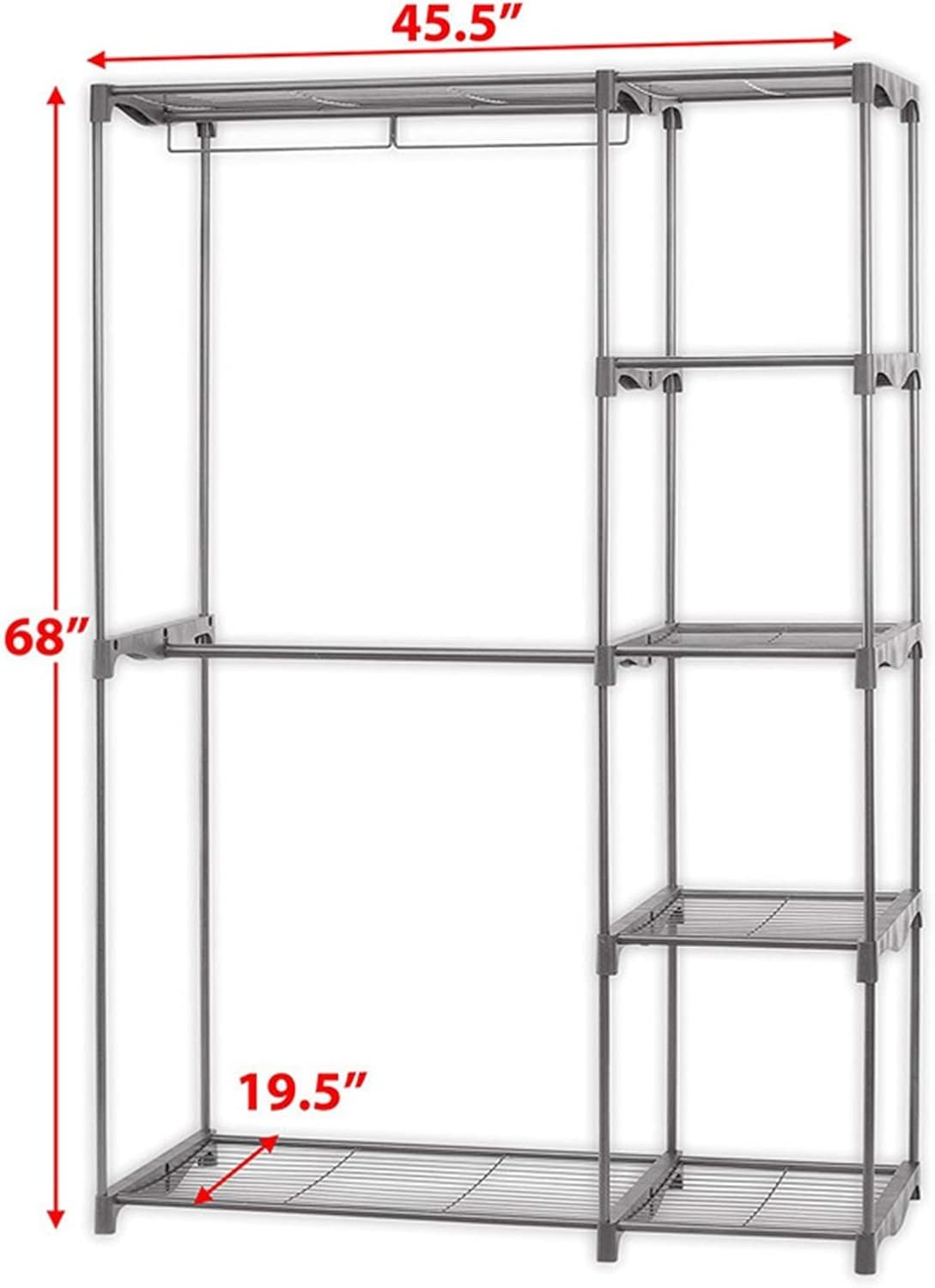 Portable Practical Five-Tier Wardrobe Clothing Garment Rack, Without Cloth Cover