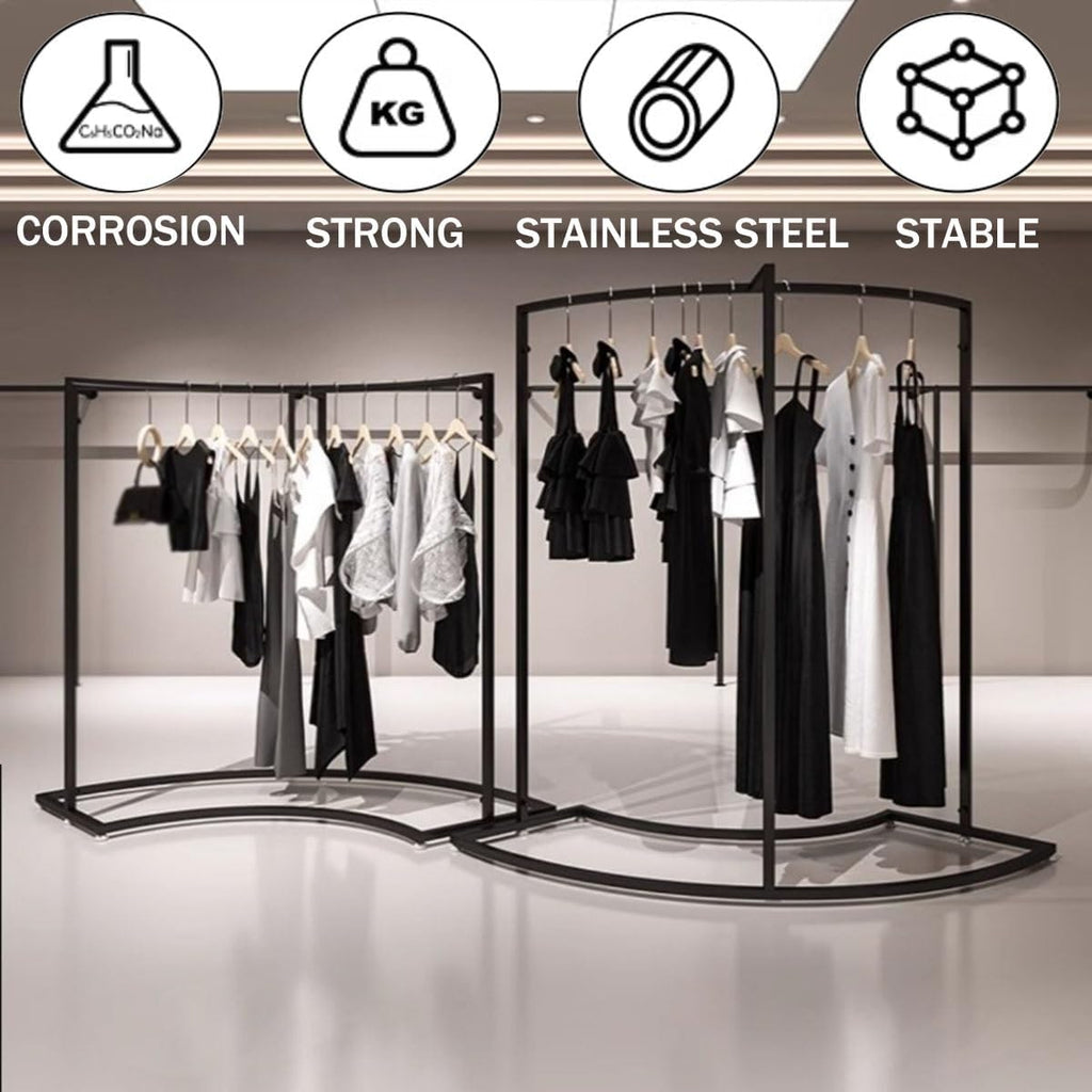 Industrial Iron Garment Rack for Hanging Clothes 52.4in/61in Commercial Freestanding Clothes Hanging Rack for Coats, Shirts, Dress Home Heavy Duty Clothing Racks(87x45x133cm/34.3x17.7x52.4in)
