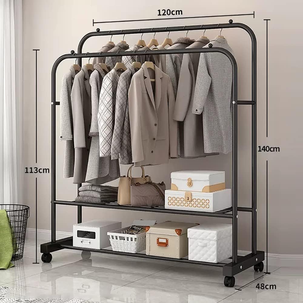 Shoe Bench Coat Stand Rack Hanger Metal clothes rack, Free-Standing Garment rack,Hanging rails for Clothes with Shoe Rack, Bedroom Heavy Duty Garment Rack, for Living Room, Hallway