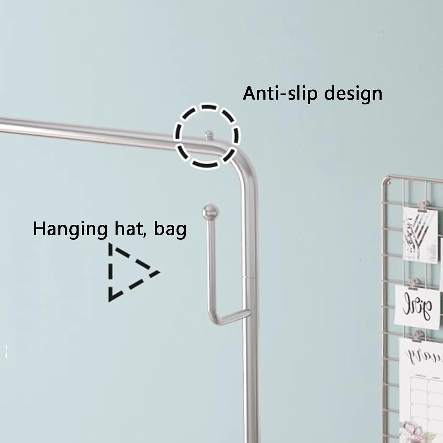 Heavy Duty Coat Rack, Garment Rack Silver Stainless Steel Clothing Rack On Wheels for Hanging Clothes, Heavy Duty Clothes Organizer with Shelves and Hooks Freestanding Coat Rack (150X40X160CM)
