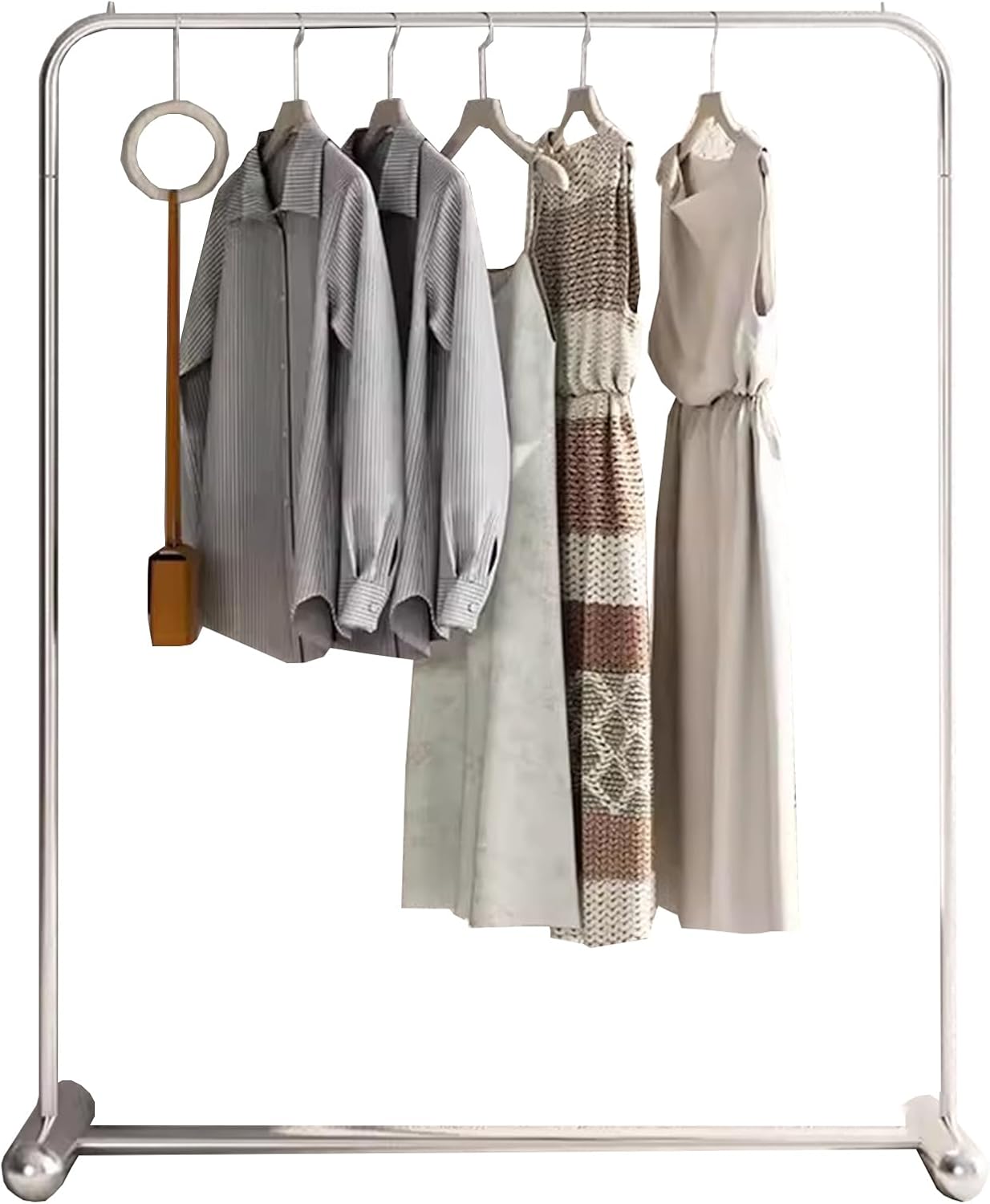 Heavy duty Garment rack Stainless Steel Clothing Rack For Hanging Clothes Heavy Duty Clothes Rail For Bedrooms And Offices Freestanding Retail Display Rack Easy To Assemble Single Rod Coat Rac ( 120X
