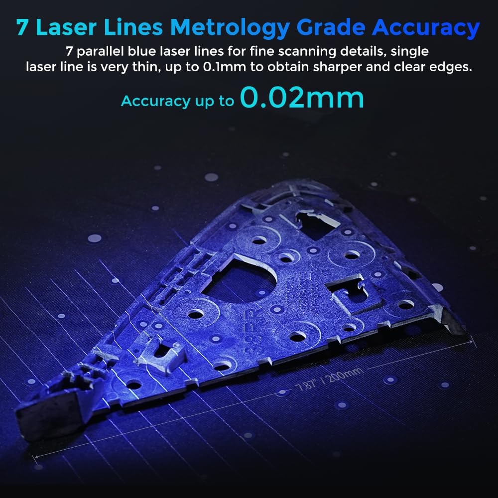 Creality 3D Scanner CR-Scan Raptor, Upgraded Handled 3D Scanner with Blue Laser Lines&NIR 60FPS 3D Scanning, 0.02mm Accuracy Anti-Shake Tracking 24-Bit Full-Color for iOS Mac Windows Android