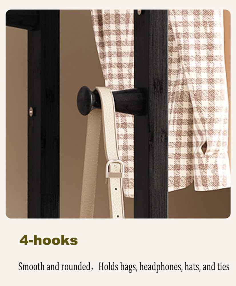 Black Clothing Rack with Wheels,Heavy duty clothes rack with 2-tier Bottom Shelves, Freestanding Garment Rack with 4 Side Hooks for Hanging Clothes, Coats, Shirts