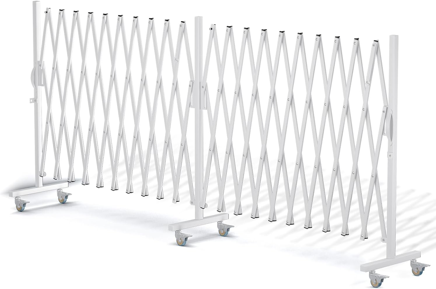 Expandable Barricade Gate,Accordion Garden Yard Outdoor Indoor Portable Folding Security Dog Fence Gates Wall Mount,200' Adjustable Metal Safety Barrier Gate with Casters,White