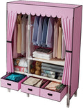 Garment Rack Heavy Duty Clothes Rack with Cover Freestanding Metal Clothing Rack Portable Closet Wardrobe with 2 Hanging