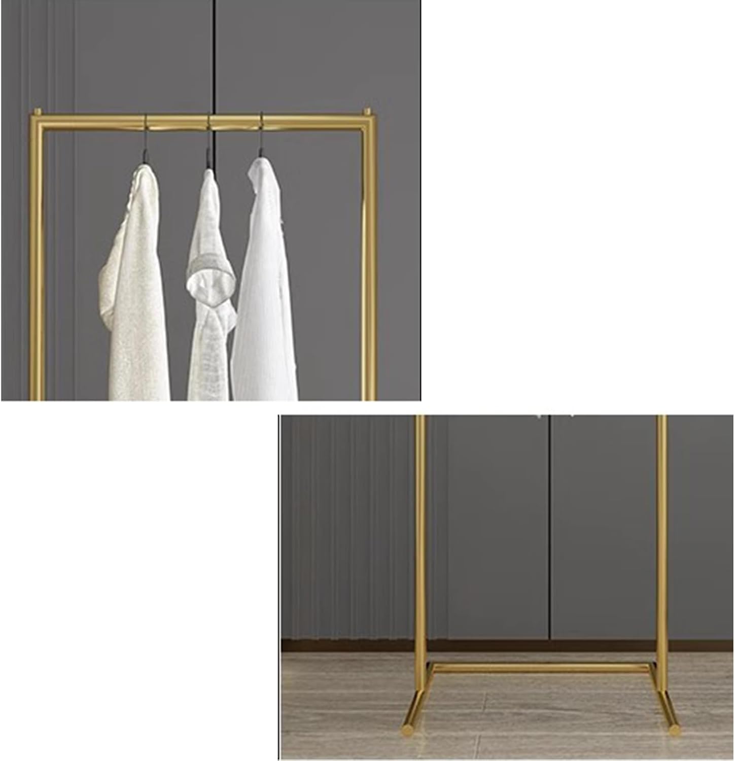 Heavy duty Garment rack Freestanding Clothing Rack For Hanging Clothes, Coats, Skirts, Heavy Duty Metal Clothes Rail, U-shaped Base, Space Saving Coat Rack For Bedroom, Retail Displa (Gold 70X36X160C