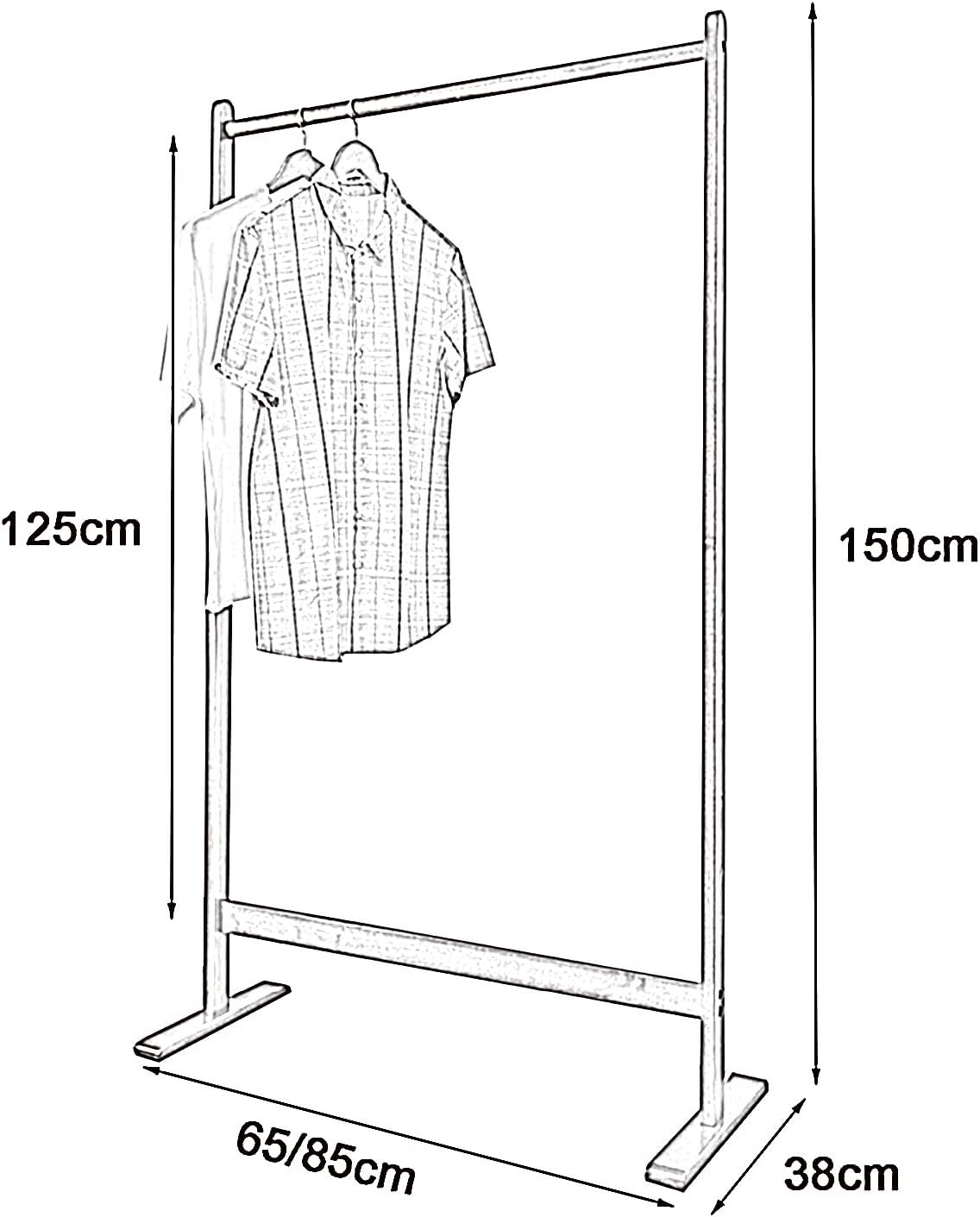 Heavy Duty Garment Rack Solid Wood Clothing Rack for Hanging Clothes Large Capacity Clothes Rail for Bedrooms and Entryway Freestanding Coat Rack, Easy to Assemble (Walnut Color 65X38X150CM)
