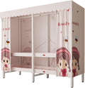 Foldable Clothe Rack With Cover,Portable Closets,Heavy-Duty Portable Closet Wardrobe,Freestanding Garment Rack,for Hanging(Light pink,150 * 170 * 50)