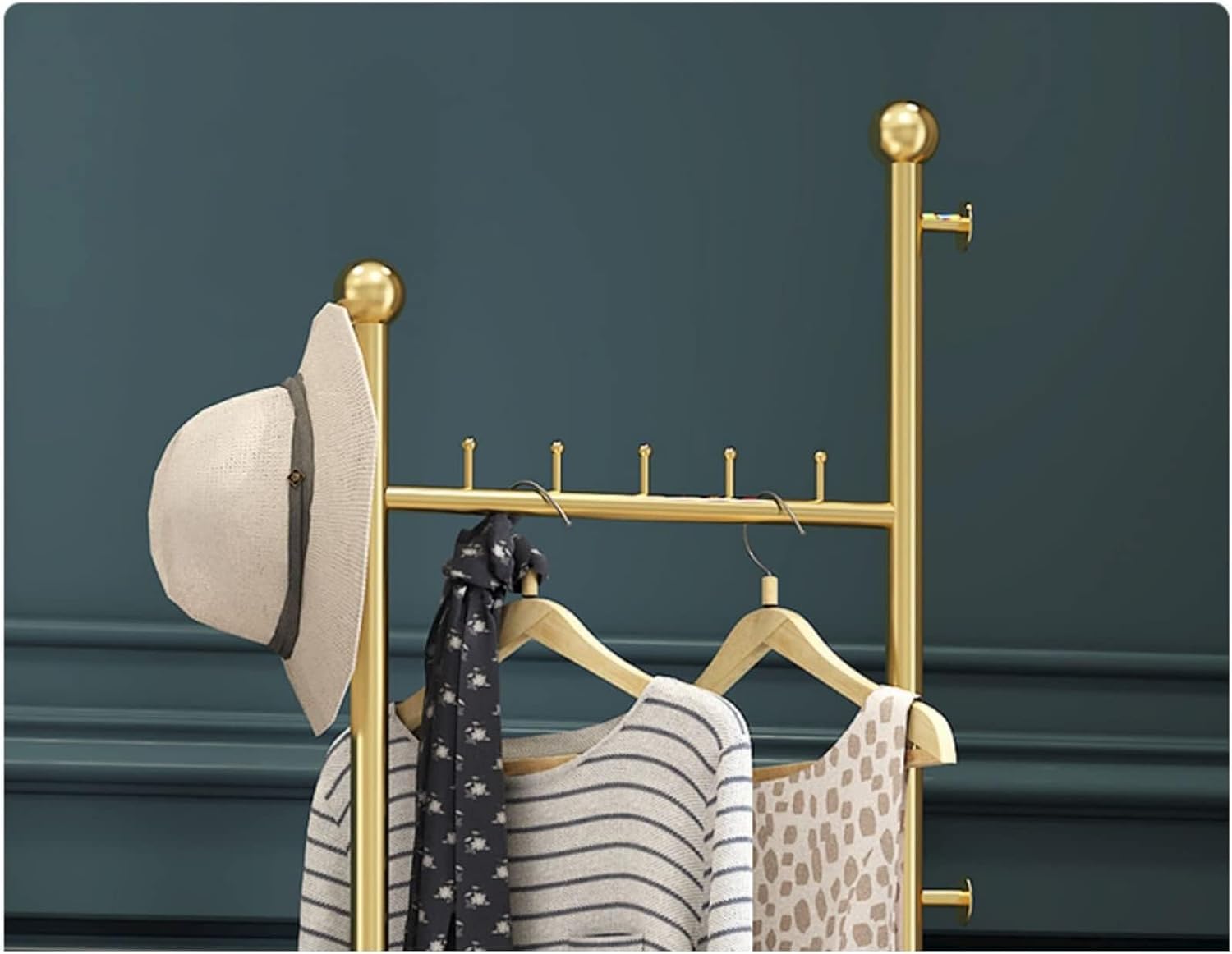 Gold Garment Rack with Storage Basket and Marble Base Free Standing Coat Hanger Rack Corridor Tree for Coats Hats Scarves and Handbags in Entryway,Hallway,Bedroom,Office (One Color-50*30*170cm