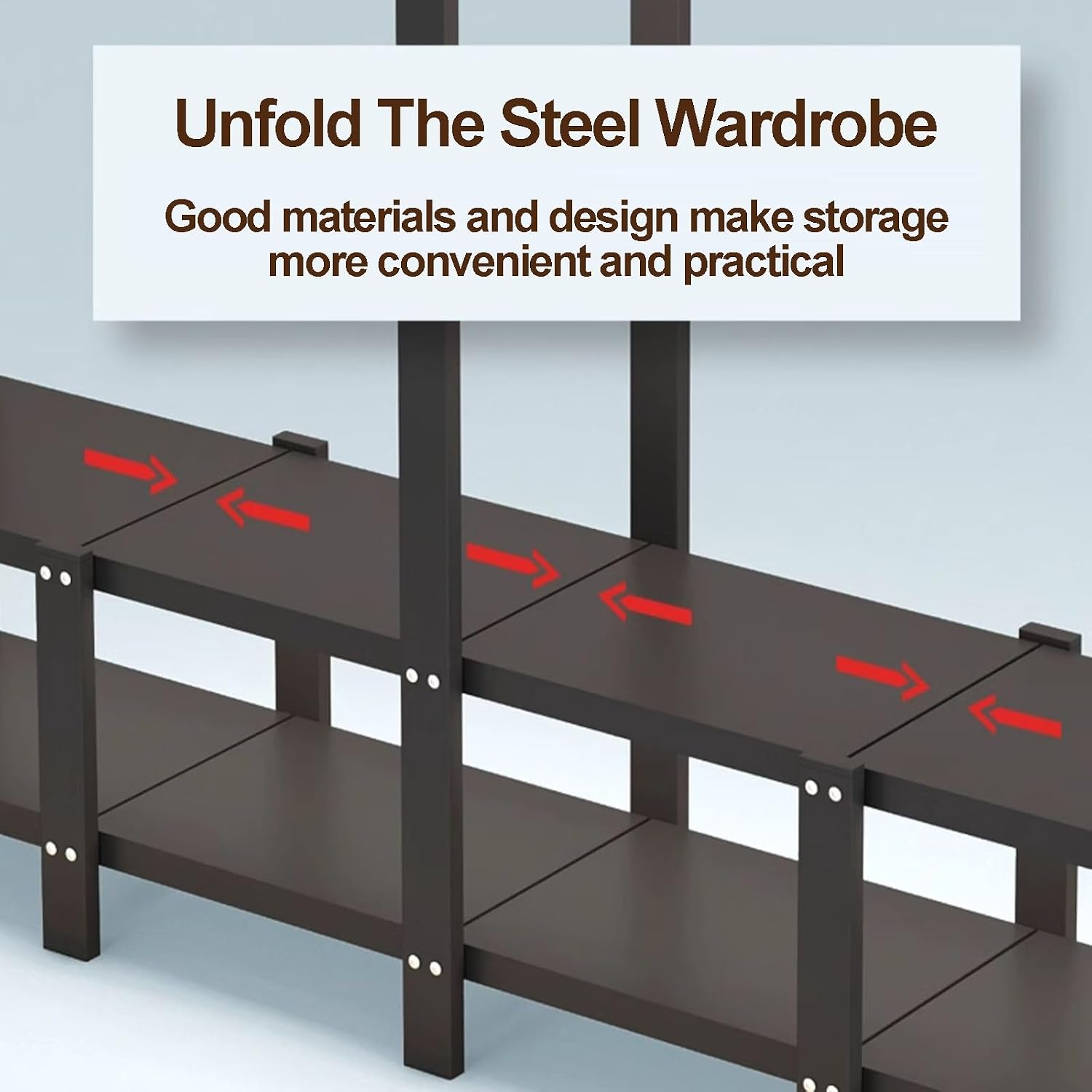 Portable Wardrobe Closet, Garment Rack With Cover, Foldable Clothes Rack For Hanging, Metal Clothing Storage Organizer For Bedroom, Freestanding Coat Storage Rack(Grey,113cm/44.5inch)