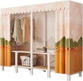 Portable Closet Wardrobe,Steel Tube Clothes Storage Organizer,Freestanding Coat Storage Garment Racks,for Bedroom Free Standing Clothes Rack with Cover(Color 4,170 X 50 X 171cm)