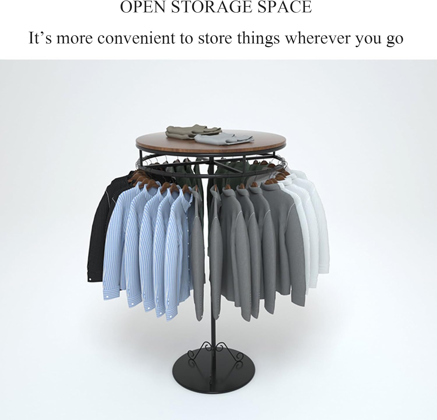 Round Clothing Rack Spiral Dress Rack, Modern Retail Display Rack Shirt Garment Pipe Rack Boutique Clothes Rack, Floor-standing Hanging Rack Freestanding Heavy Duty Coat Rack, Gold