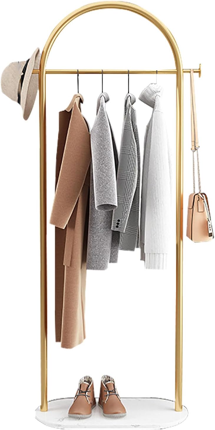 Freestanding Metal Garment Rack - Portable Clothing Storage Solution for Organizing Coats, Skirts, Shirts, and Sweaters - Perfect for Bedroom and Living Room Spaces